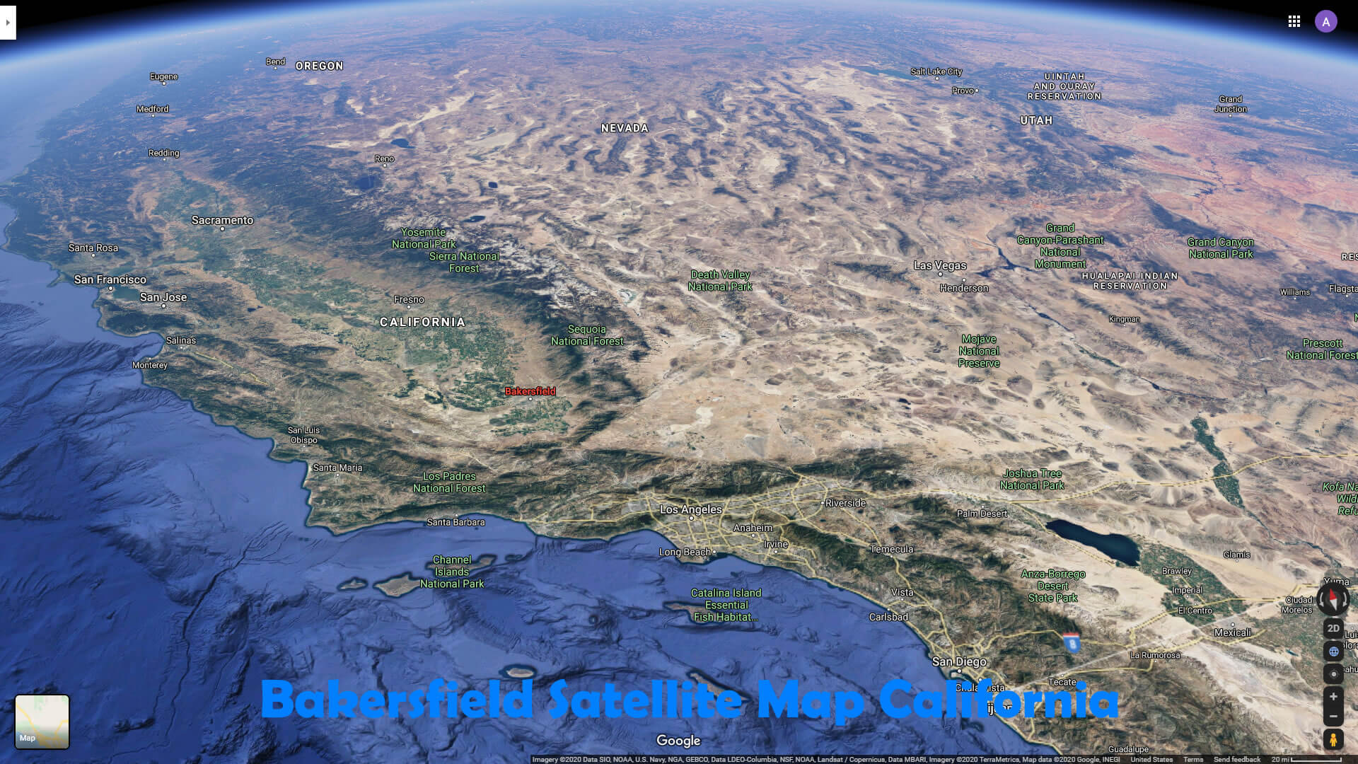 Bakersfield Satellite Carte californie 